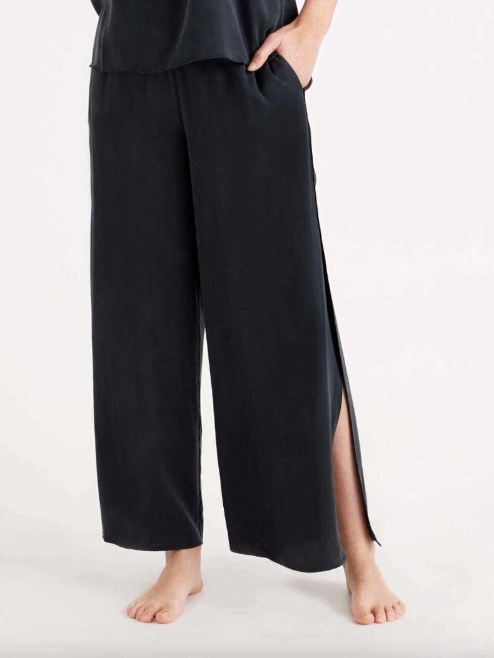 Quince 100% Washable Silk Pajama Pants Black - Size Medium